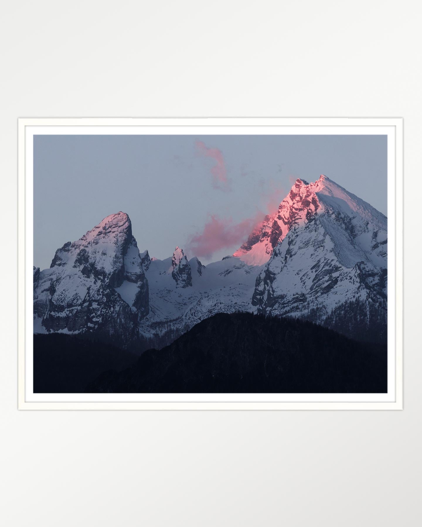 Alpenglow: Twilight's kiss on snowy peaks